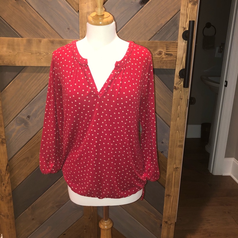 Red v-neck top